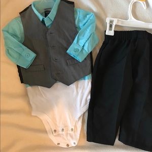 Sz 12 months baby boy suit & dress blue bodysuit